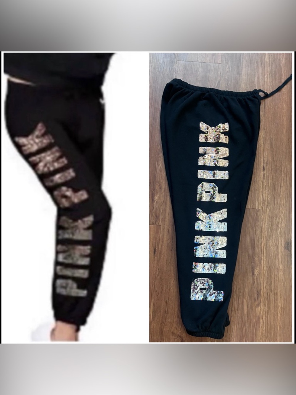 VS PINK Classic jogger Gold silver Ombre Bling large